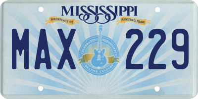 MS license plate MAX229