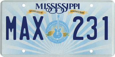 MS license plate MAX231