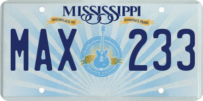MS license plate MAX233