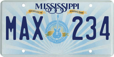MS license plate MAX234
