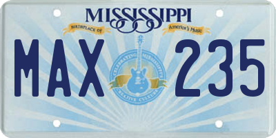 MS license plate MAX235
