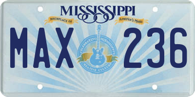 MS license plate MAX236