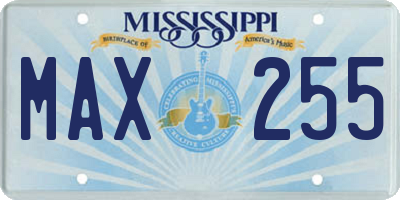 MS license plate MAX255