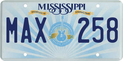MS license plate MAX258