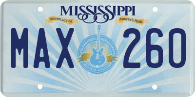 MS license plate MAX260