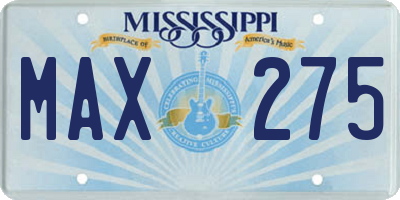 MS license plate MAX275