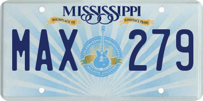 MS license plate MAX279