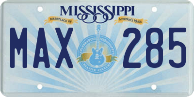 MS license plate MAX285