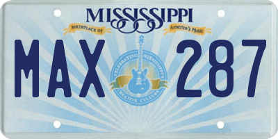 MS license plate MAX287
