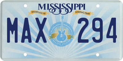 MS license plate MAX294