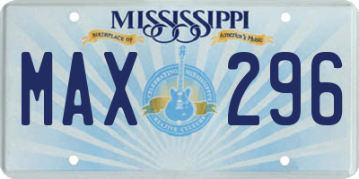 MS license plate MAX296
