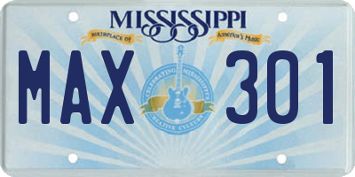 MS license plate MAX301
