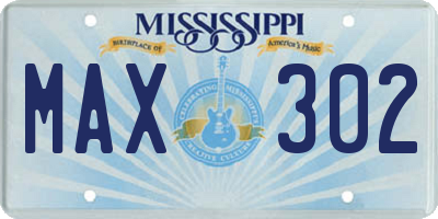 MS license plate MAX302