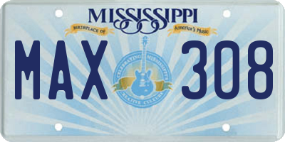 MS license plate MAX308