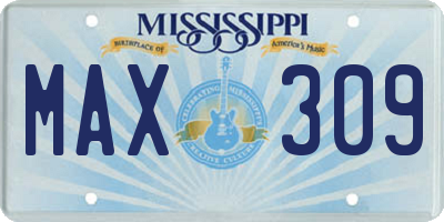 MS license plate MAX309