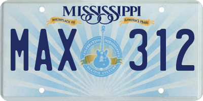 MS license plate MAX312