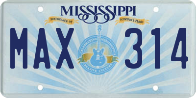 MS license plate MAX314