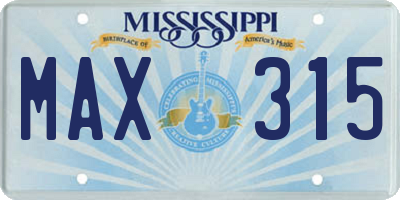 MS license plate MAX315