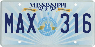 MS license plate MAX316