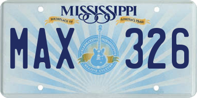 MS license plate MAX326
