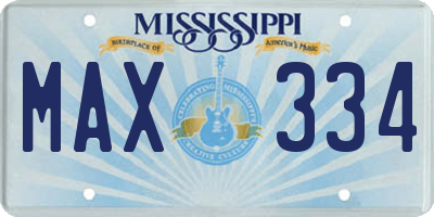 MS license plate MAX334