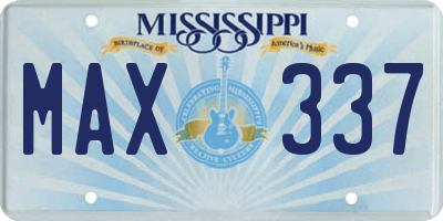 MS license plate MAX337