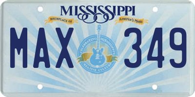 MS license plate MAX349