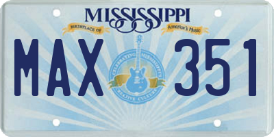 MS license plate MAX351