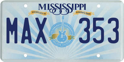 MS license plate MAX353