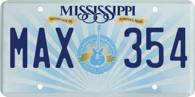 MS license plate MAX354