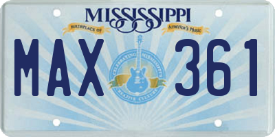 MS license plate MAX361