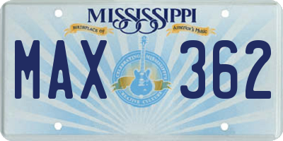 MS license plate MAX362