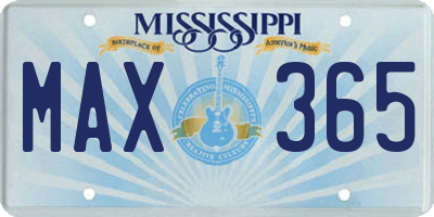 MS license plate MAX365