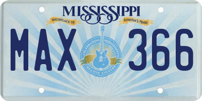 MS license plate MAX366