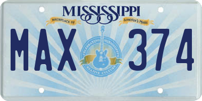 MS license plate MAX374