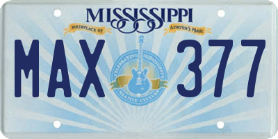 MS license plate MAX377
