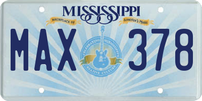 MS license plate MAX378