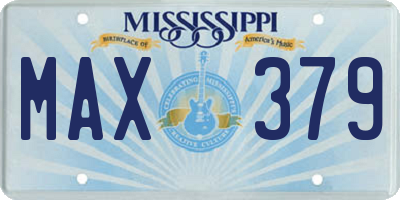 MS license plate MAX379