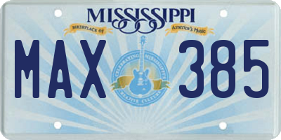 MS license plate MAX385