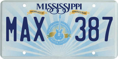 MS license plate MAX387