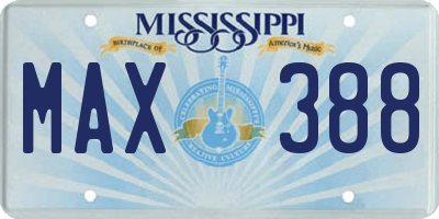 MS license plate MAX388