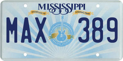 MS license plate MAX389