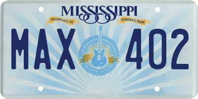 MS license plate MAX402
