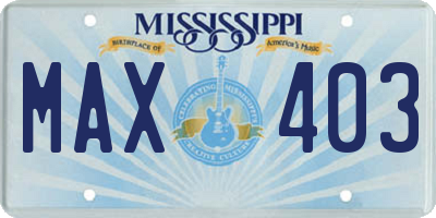 MS license plate MAX403