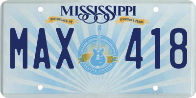 MS license plate MAX418