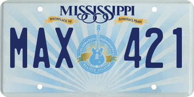 MS license plate MAX421
