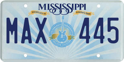 MS license plate MAX445