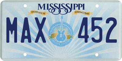 MS license plate MAX452
