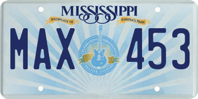 MS license plate MAX453