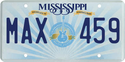 MS license plate MAX459